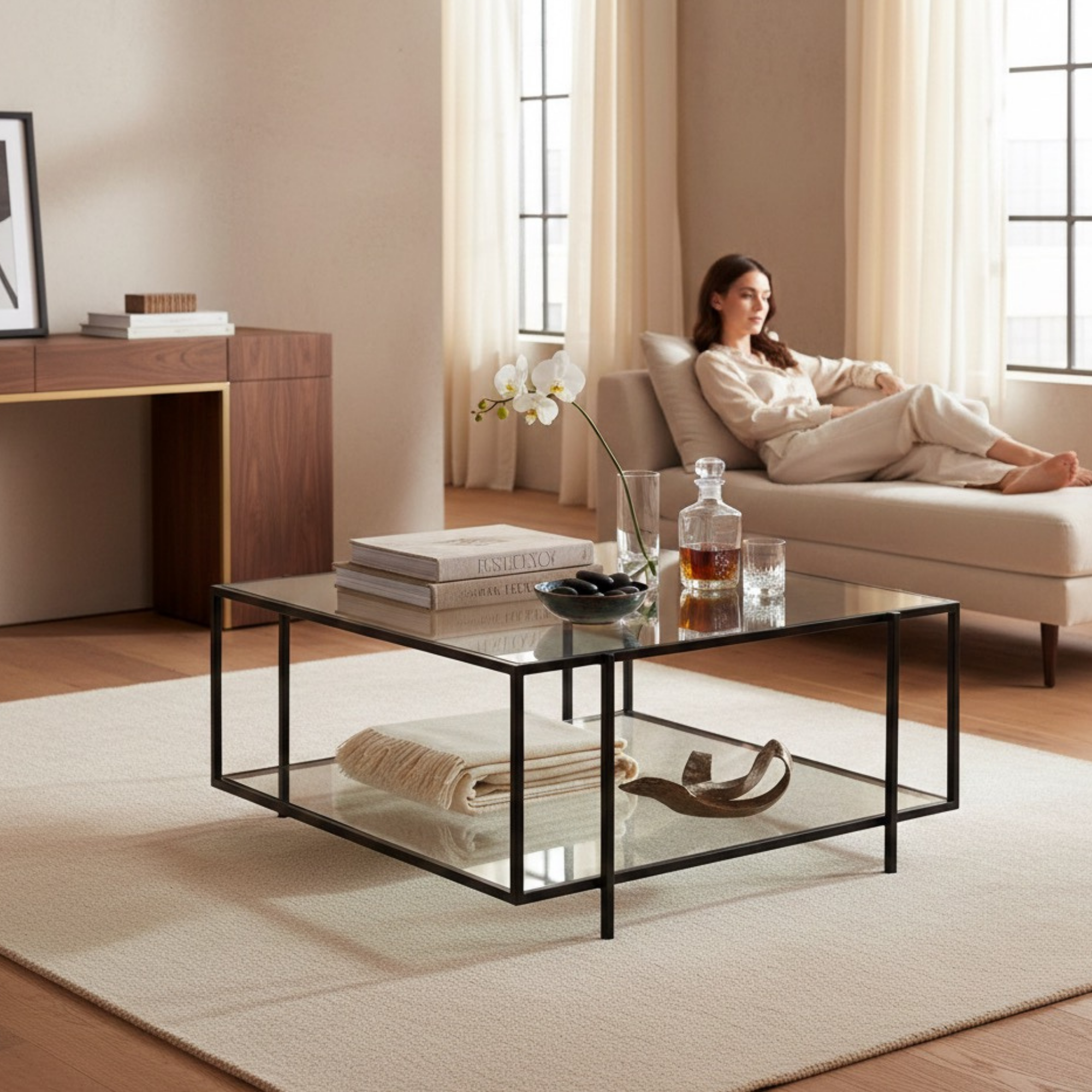 ST-75 STOLIK KAWOWY STAL NIERDZEWNA POLEROWANA - SZCZOTKOWANA SZYBA HARTOWANA